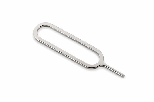 Metal SIM Card Ejector Pin Tool Isolated on White Background