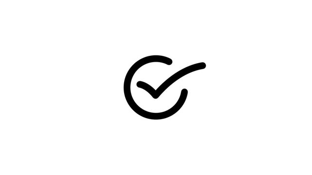 black checkmark symbol on a white background in this video. Checkmark animation. 4k Video