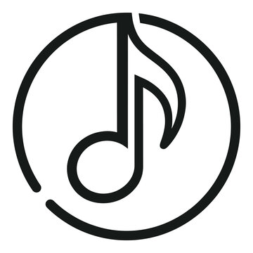 Black musical eighth note symbol inside a circle icon icon