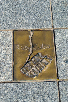 Miedzyzdroje, Poland - May 3, 2026: Memorial plaque off Jerzy Turek at Walk of Fame, Promenade of Stars (Promenada Gwiazd). Jerzy Turek was a Polish actor and performer.
