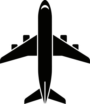 Airplane Silhouette Icon Top View Illustration