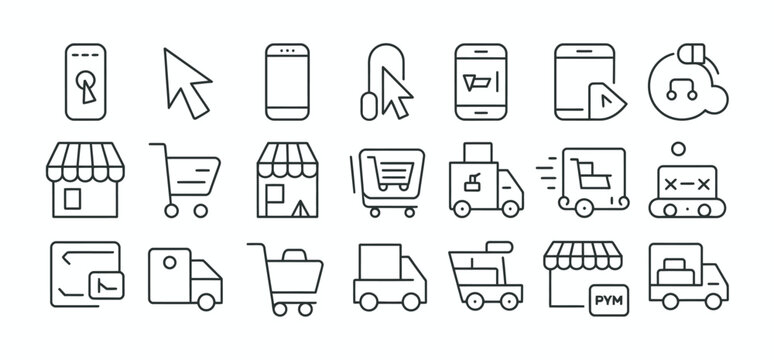 Set of e-commerce and online shopping line icons for mobile apps and web development