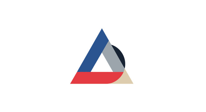 Abstract geometric logo design with colorful elements on a white background without commas