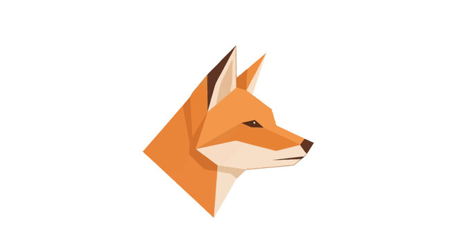 Abstract Geometric Illustration of a Fox Head Profile in Orange and White