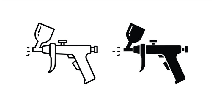 Black and white spray gun comparison outline
