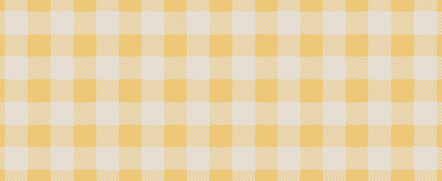 Yellow gingham fabric seamless pattern. Cute check plaid. Summer picnic kitchen tablecloth texture. Gingham square vintage texture. isolated on transparent background. Vector illustration 