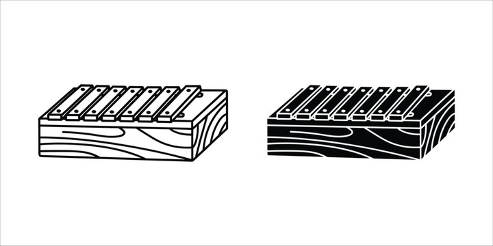 Black and white wooden xylophone line musical instrument