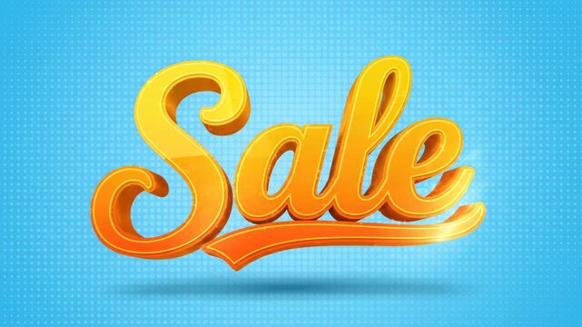 3D Sale Script Typography Animation with Bright Gradient and Halftone Background