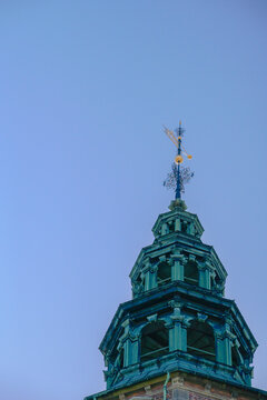 Architectural tower detail of Rosenborg Castle in Denmark