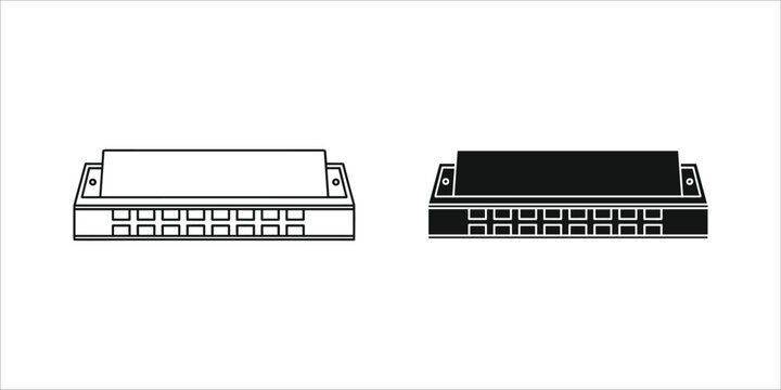 Two network switches depicted in black and white black switch