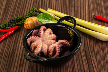 Gourmet Boiled octopus in the bowl © Andrei Starostin