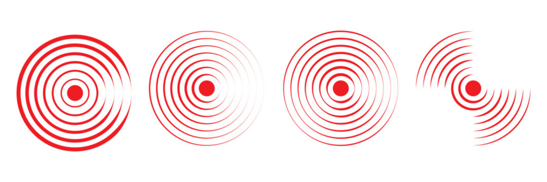 Radial lines pulse from center creating dynamic echo effect with circular patterns, perfect for audio visualization, signal graphics, and geometric wave compositions