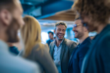 Obraz premium Career Growth Event, A business person explores an industry event to learn and grow with peers. The setting suggests education, opportunity, and progress.