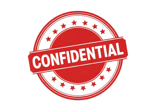 Bold red circular stamp labeled confidential for sensitive documents isolated on transparent background