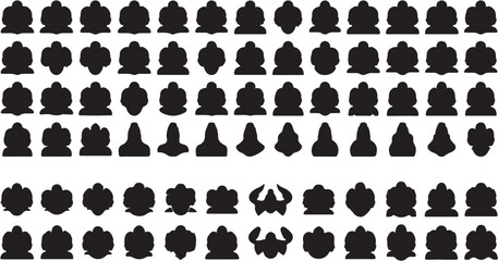 Diverse black silhouette chess and abstract game piece icon collection. © Idaryati