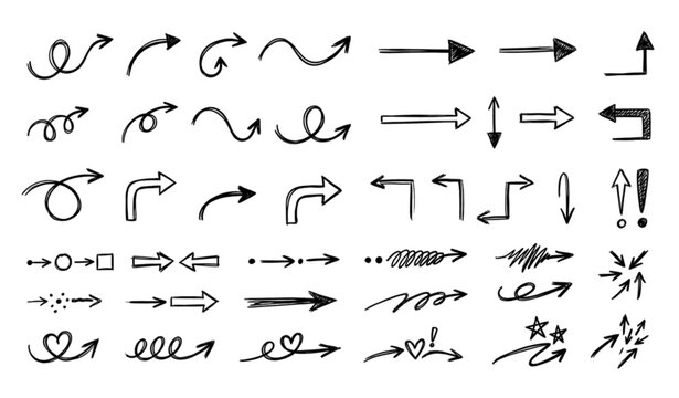 Doodle planner arrow bullet list vector clipart isolated on transparent background