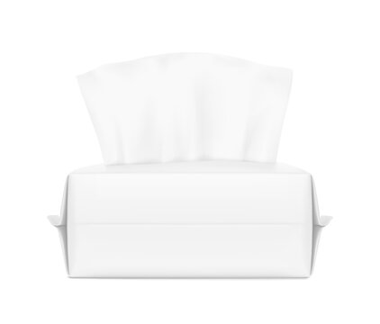 Realistic soft pack with facial tissue. Vector illustration isolated on white background. Can be use for template your design, presentation, promo, ad. Scalable without lose quality. EPS10.