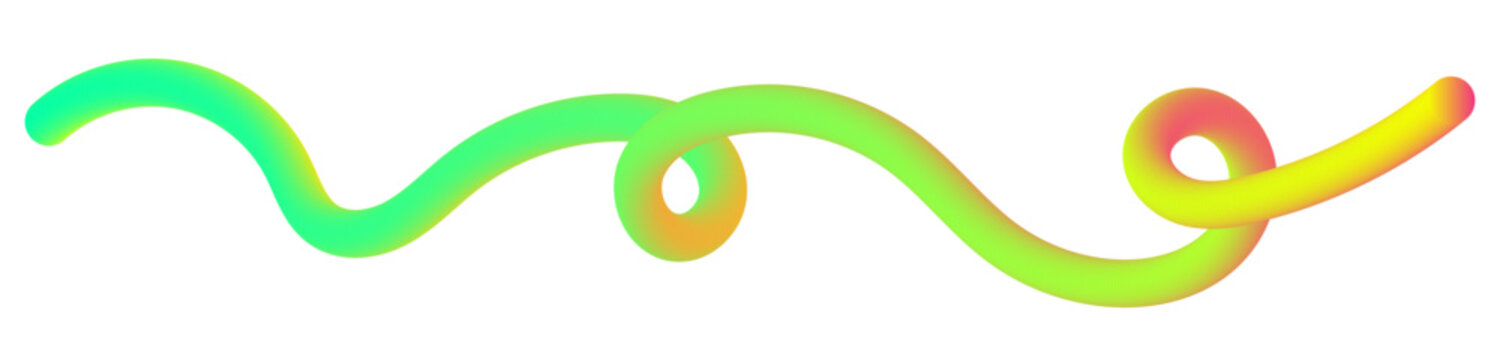 Abstract 3D colorful wavy liquid fluid line element isolated on white background