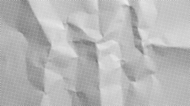 Halftone crumpled paper texture with black dots. Bitmap rough creased film with a monochrome dots pattern, dotted rough wrinkled background