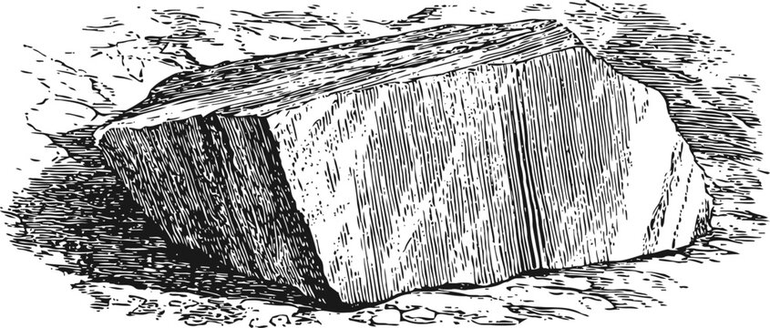 Large rock engraving detailed natural stone isolated on ground illustration