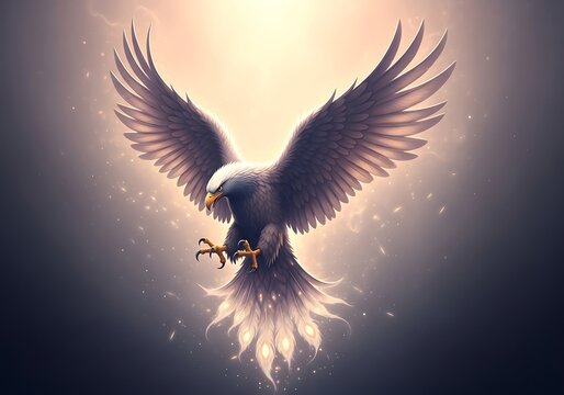Majestic Eagle in Flight with Outstretched Wings.