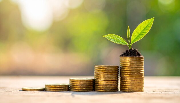 plant and coins