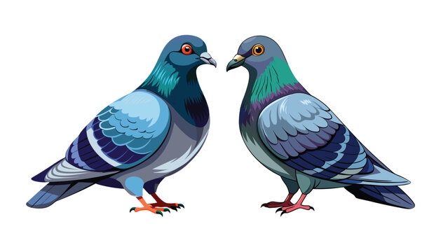 two Columbidae bird clipart vector illustration