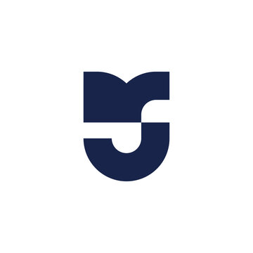 letter mj linked simple silhouette geometric logo vector