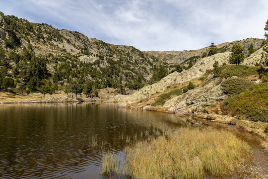 Beautiful Achard lake in the Chamrousse resort, Belledonne Massif in the French Alps