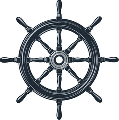 Ship's steering wheel, nautical wheel, captain's wheel, black and white ship's wheel © AB - Creativity