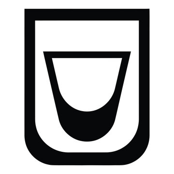 Black and white icon of a protective cup or shield symbol  safety sign icon