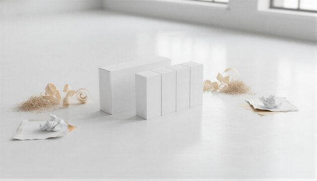 Sustainable white paper packaging with raw wood fiber accents