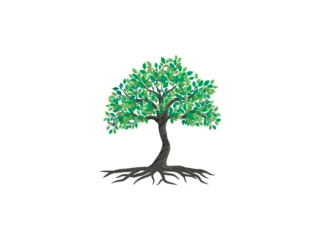 Tree and roots vector, tree with round shape  © Kareemov
