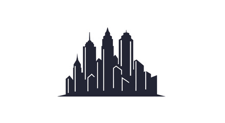 Fototapeta premium A minimalist black silhouette of a modern city skyline on a white background