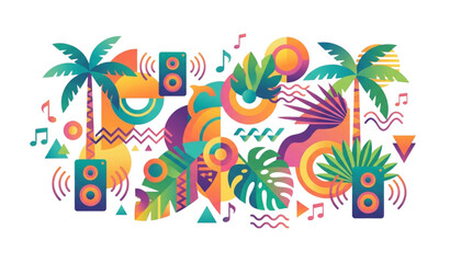 Colorful geometric summer music festival poster vector background design © Rasadul