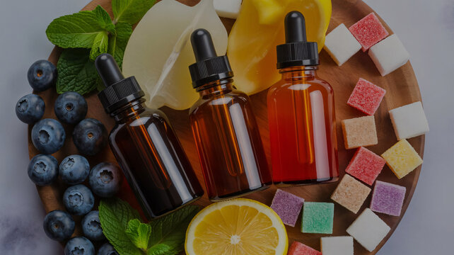 Vitamins, supplements, and healthy food on a wooden plate, wellness and nutrition concept