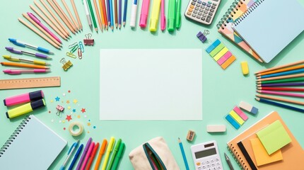 Obraz premium Back to school concept - school office supplies, back to school background