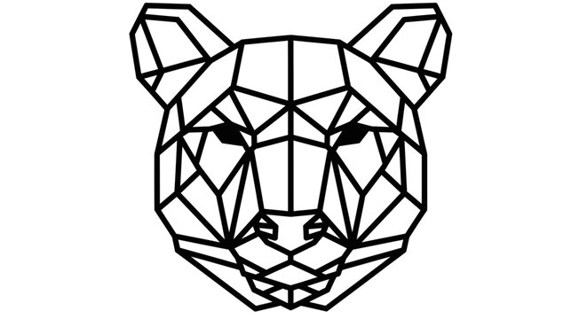 Geometric bear head outline illustration. Abstract polygonal wild animal face vector art. Modern minimalist black and white graphic design.