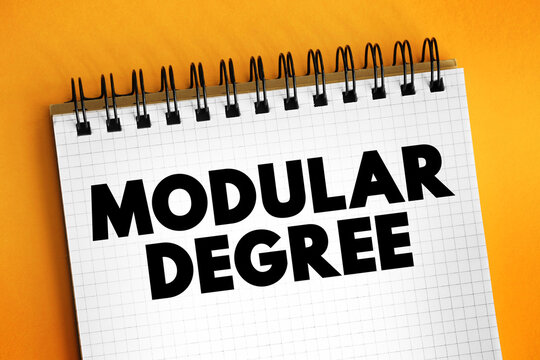 Modular Degree text, innovative higher education concept allowing students to assemble personalized academic qualifications through flexible standalone learning units and stackable credits