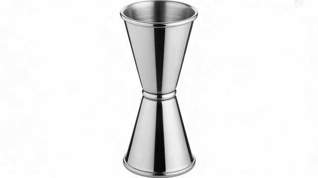 Stainless steel jigger, metal measuring cup, bar tool, cocktail accessory, shiny silver