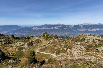 Obraz premium Panoramic view of Chamechaude from the Chamrousse resort, Belledonne massif, Isère, French Alps