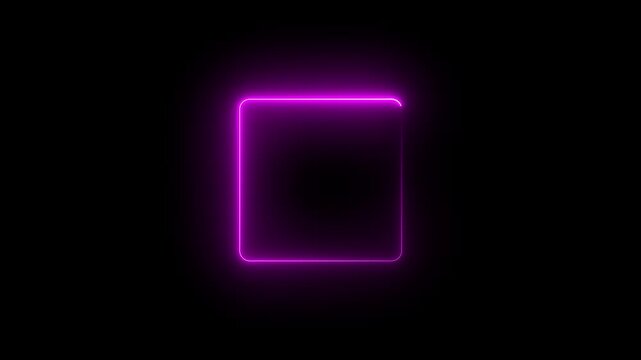 Neon light frame neon light photo frame background, Glowing blue neon lights background. Defocused purple color LED light rectangle on dark black abstract geometric empty space