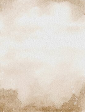 Hand Painted Hand Drawn Soft Minimalist Abstract Vertical Brushstrokes Watercolor Background | Light brown muted khaki beige for Wedding Invitation Design and Greeting | Paper texture