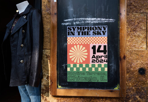 Mockup template of Store Entrance With Info Panel in Barcelona
