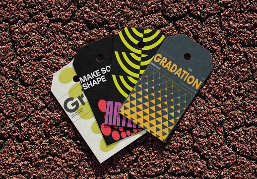 Mockup template of Four Blank Hang Tags