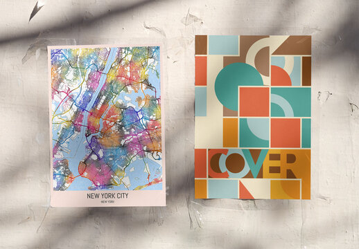 Mockup template of two Urban Guerrilla Poster Mockup