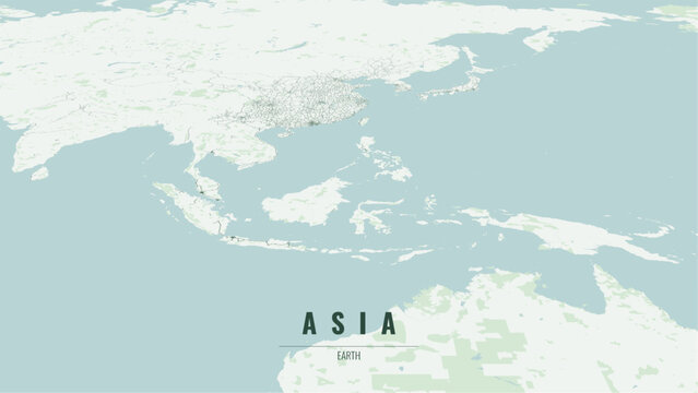 Modern minimalist vector map of the Asian continent. High-quality scalable illustration of Asia continental grid for posters and design.