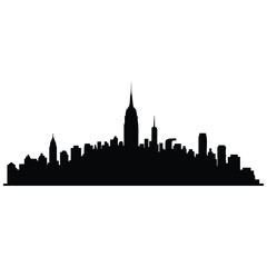 Obraz premium Minimalist city skyline silhouette vector illustration featuring tall skyscraper shapes.