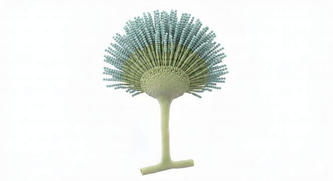 High-Detailed 3D Render of Aspergillus Fungus Conidia on Conidiophore Isolated on White Background