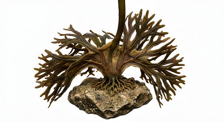 Fototapeta premium High-Detail Scientific 3D Render of a Kelp Holdfast Gripping Substrate Isolated on White